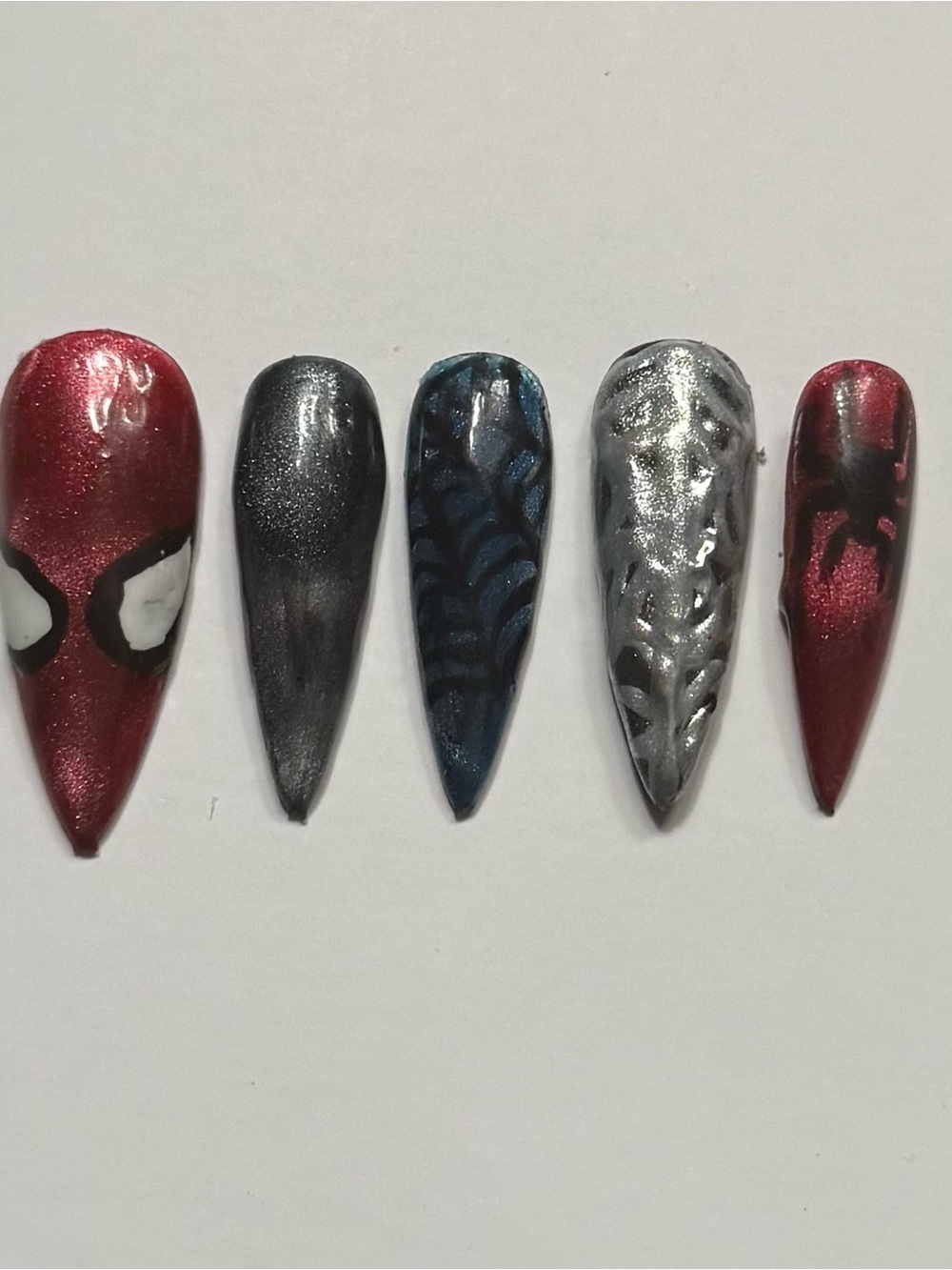 Handmade Spider Man Cat Eye Nails